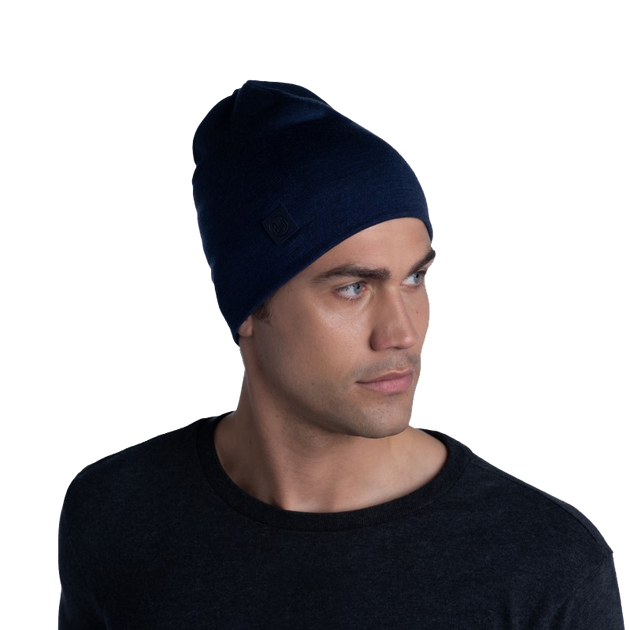 Шапка Buff Midweight Merino Wool Hat, Night Blue Melange